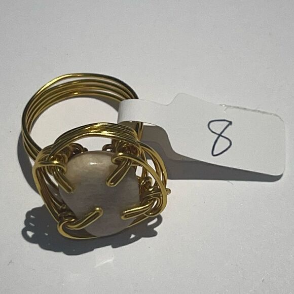 🔥 MILKY QUARTZ WIREWRAPPED GENUINE GEMSTONE CHUNKY RING 🔥 - Picture 2 of 6